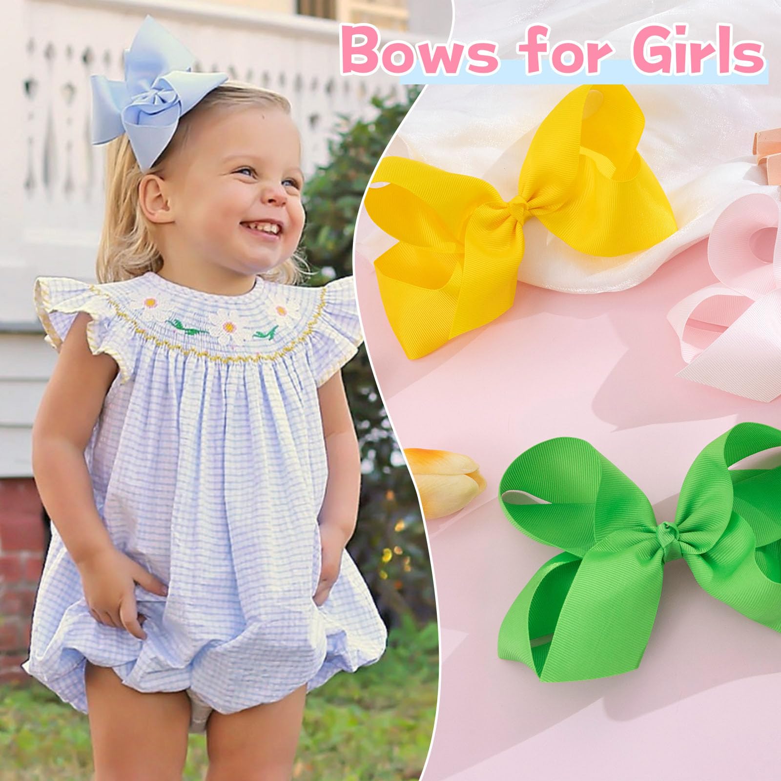 OAOLEER multi-colored bows suited for baby girls' everyday outfits.