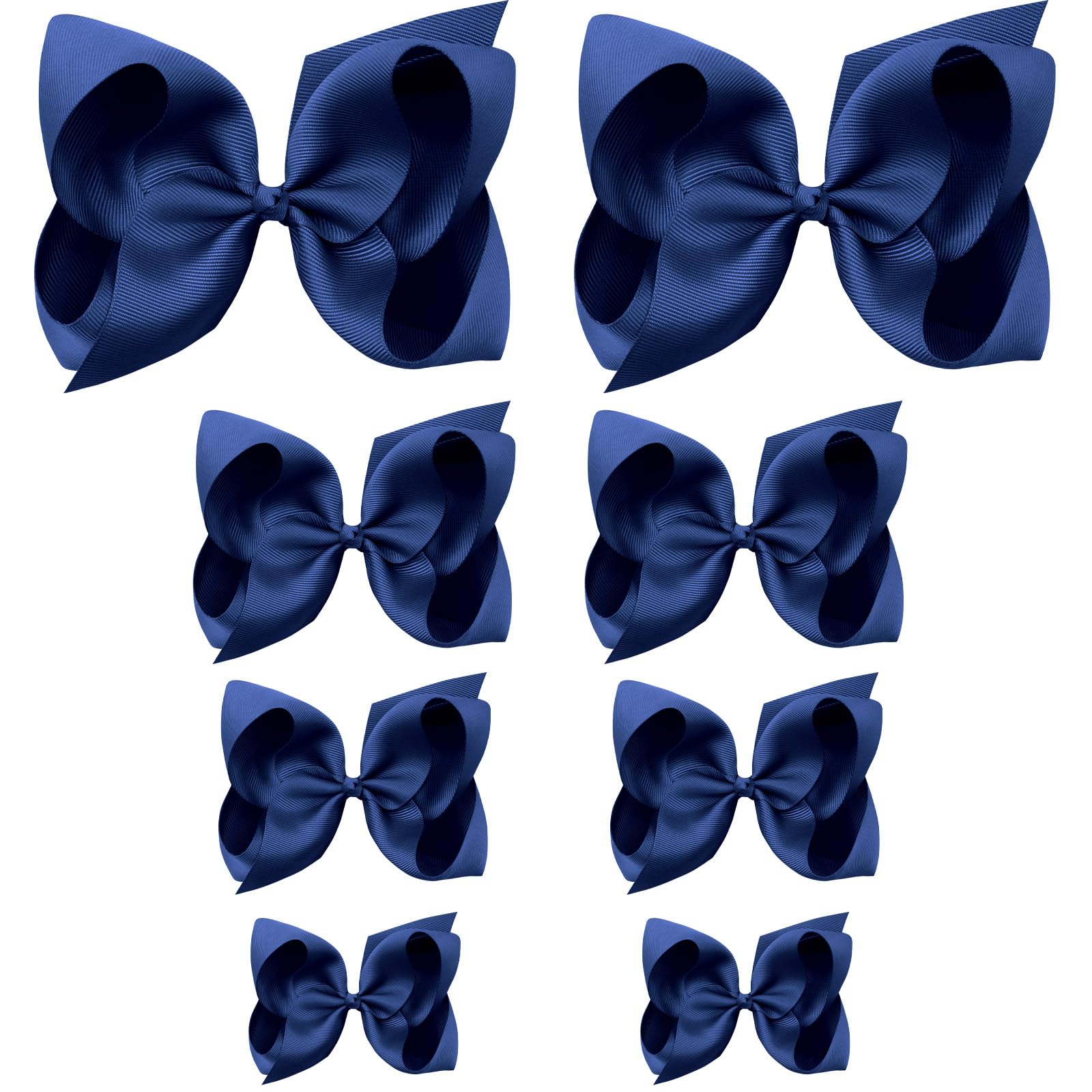 OAOLEER navy blue 8-inch grosgrain bow with clip for stylish school outfits.