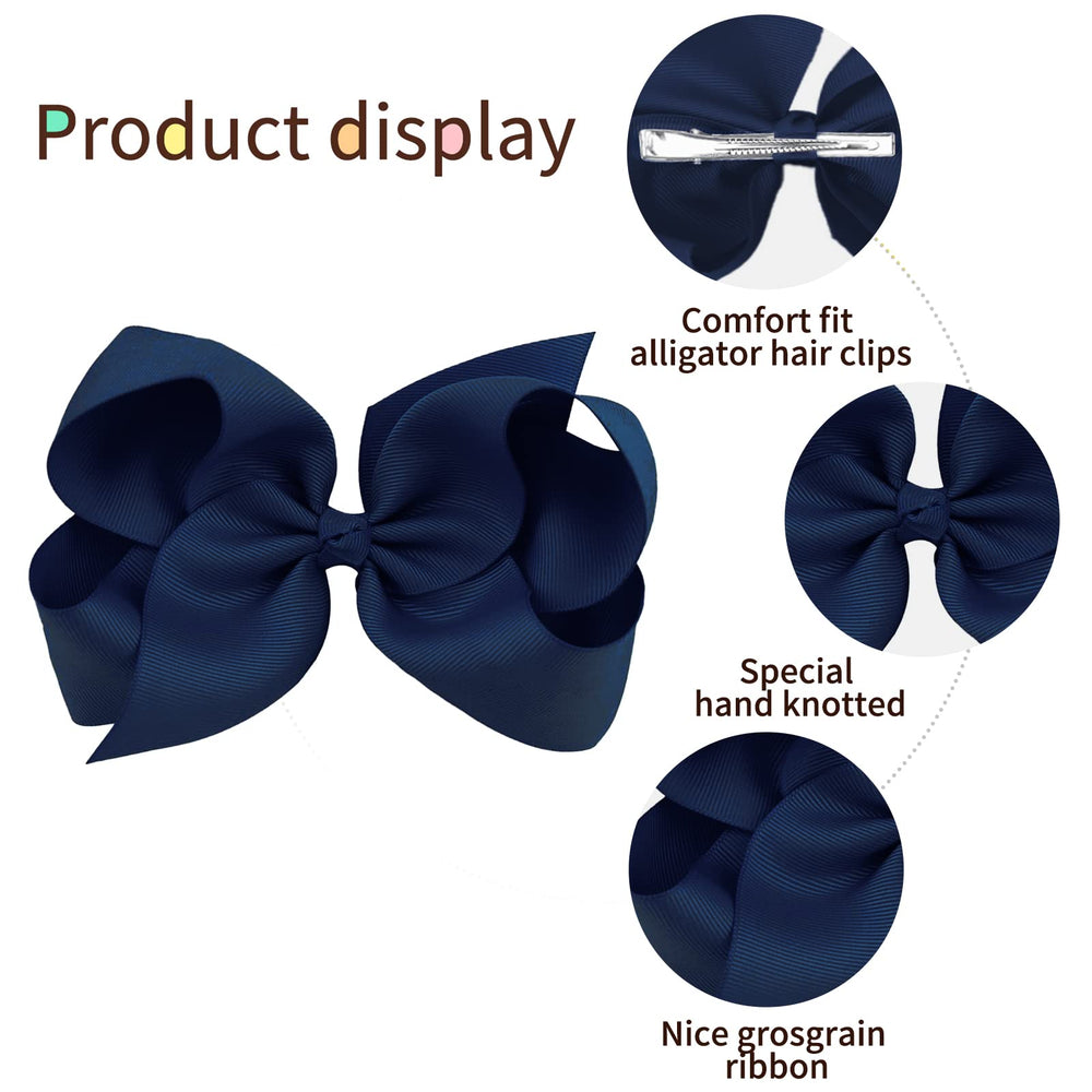 Oaooleer toddlers navy bow secured on a clip during play.