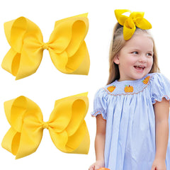 OAOLEER yellow layered bow with alligator clip 2-pack for easy daily styling.