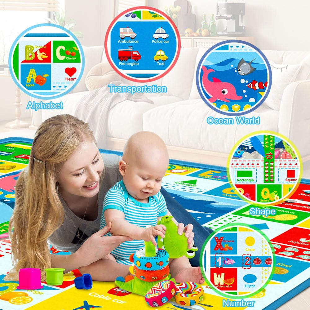 Oarifun soft plush surface cushions tummy time and curious explorations