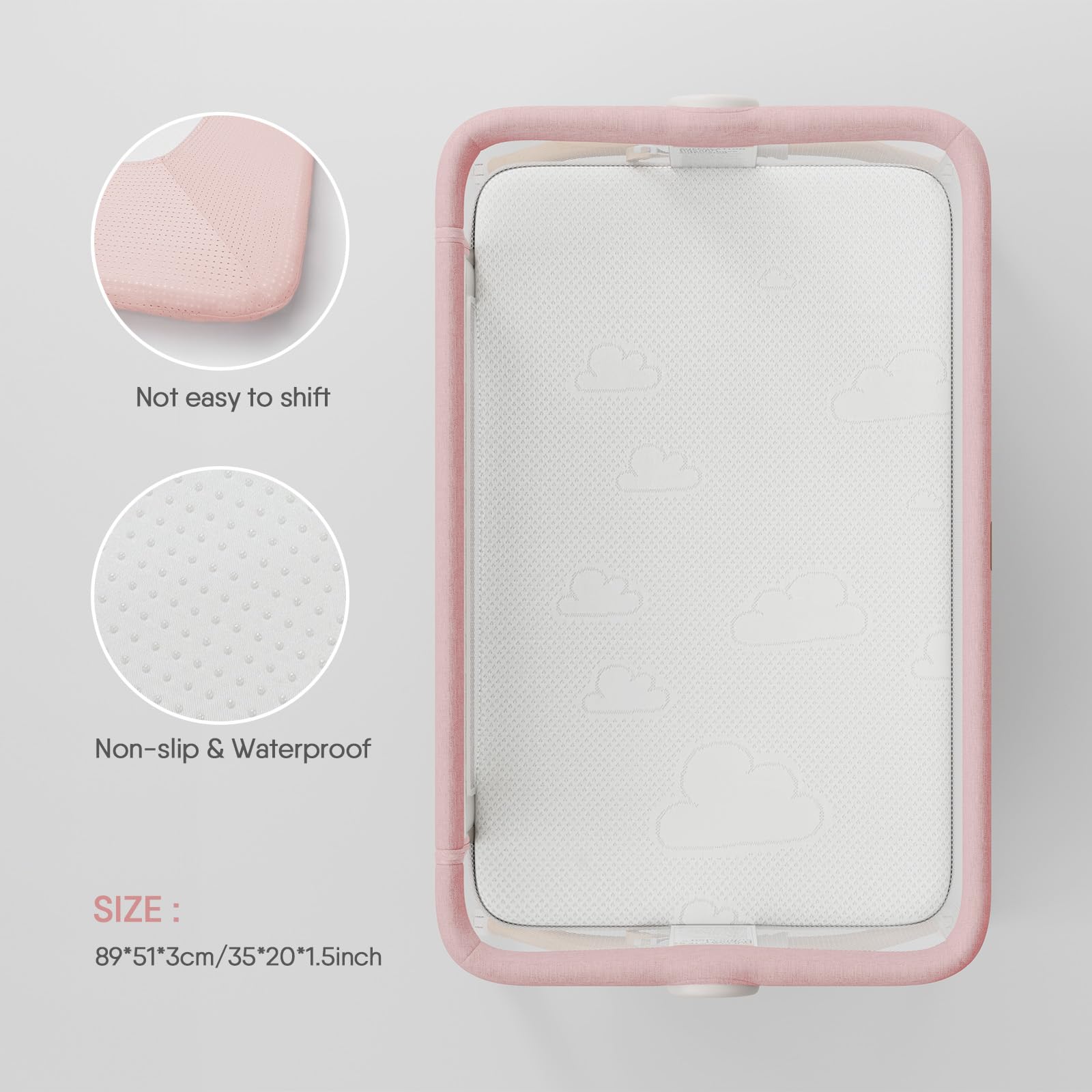 Obbee Odee 33x20 mini-crib mattress fits most playards.