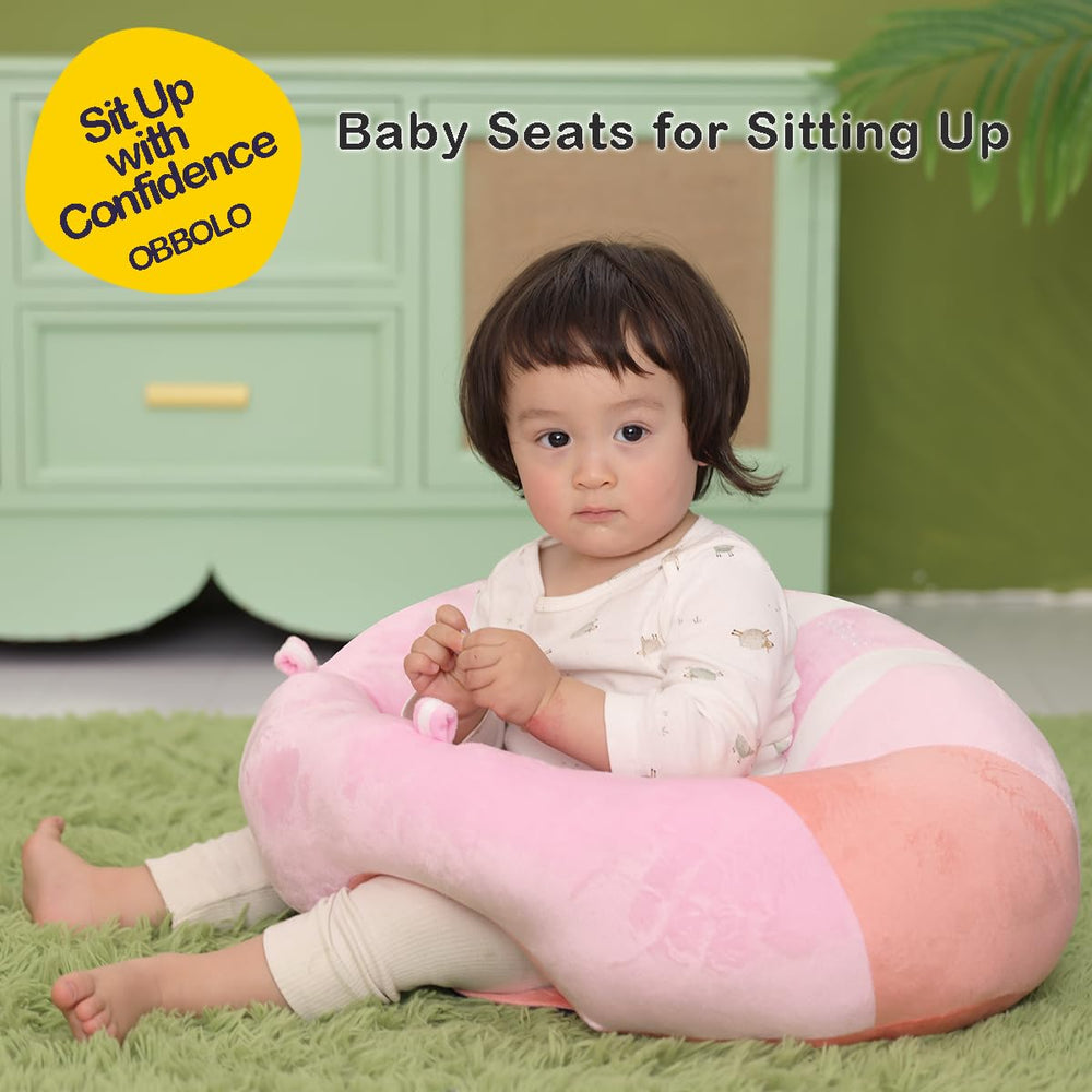 OBBOLO baby sit up seat side view shows stable base and safety
