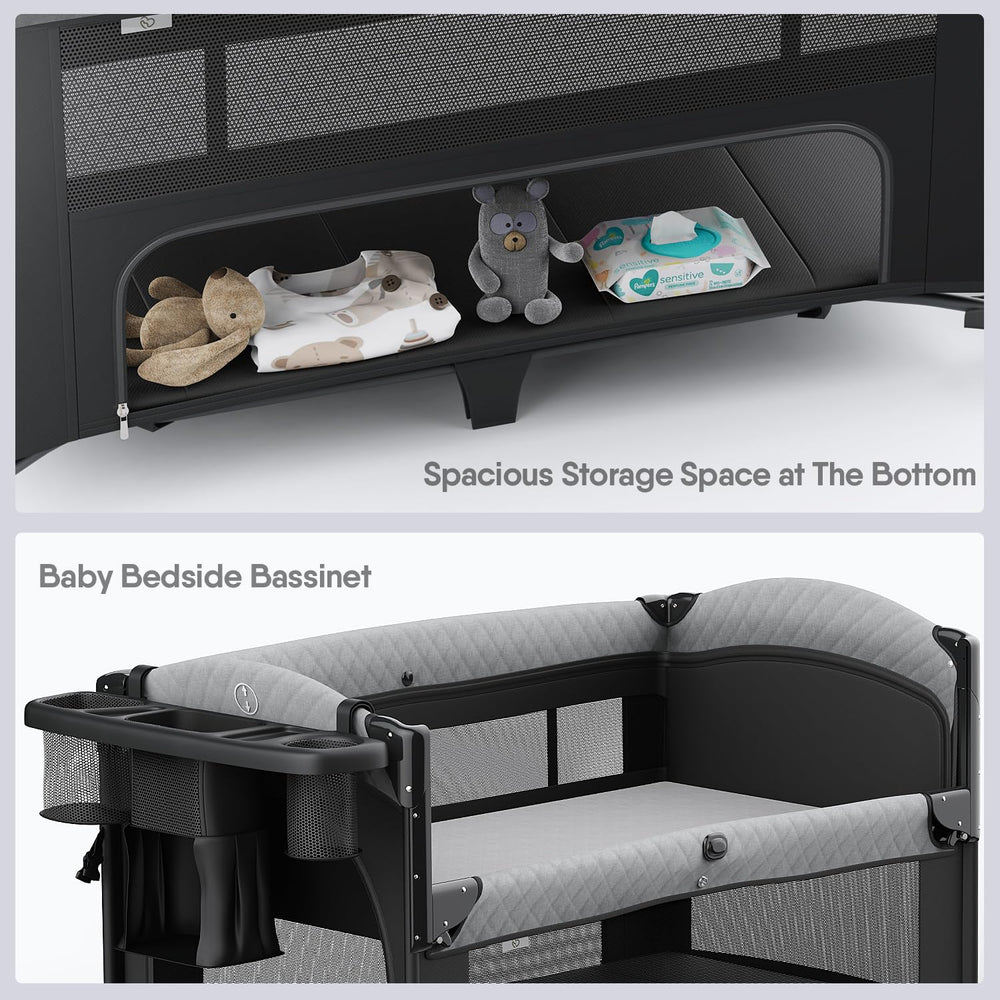 Obee Odee 4 in 1 baby bassinet bottom storage keeps essentials within reach