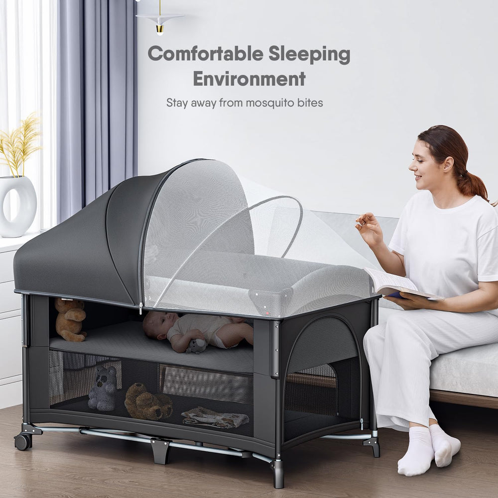 Obee Odee 4 in 1 baby bassinet mosquito-net highlights insect protection and easy monitoring