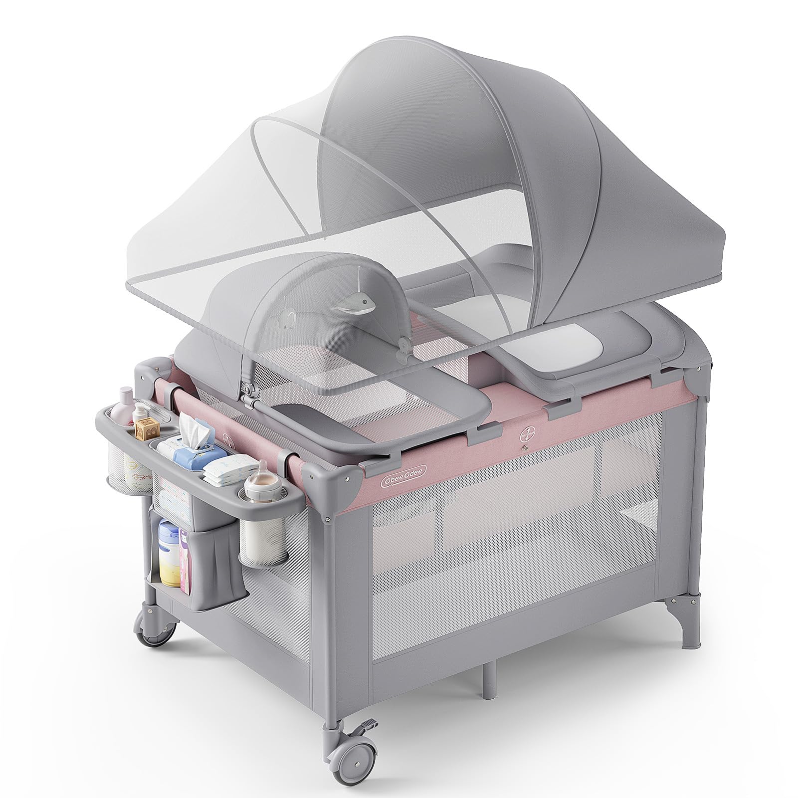 Obee Odee 4-in-1 bassinet setup offers compact sleeping space for newborns and caregivers