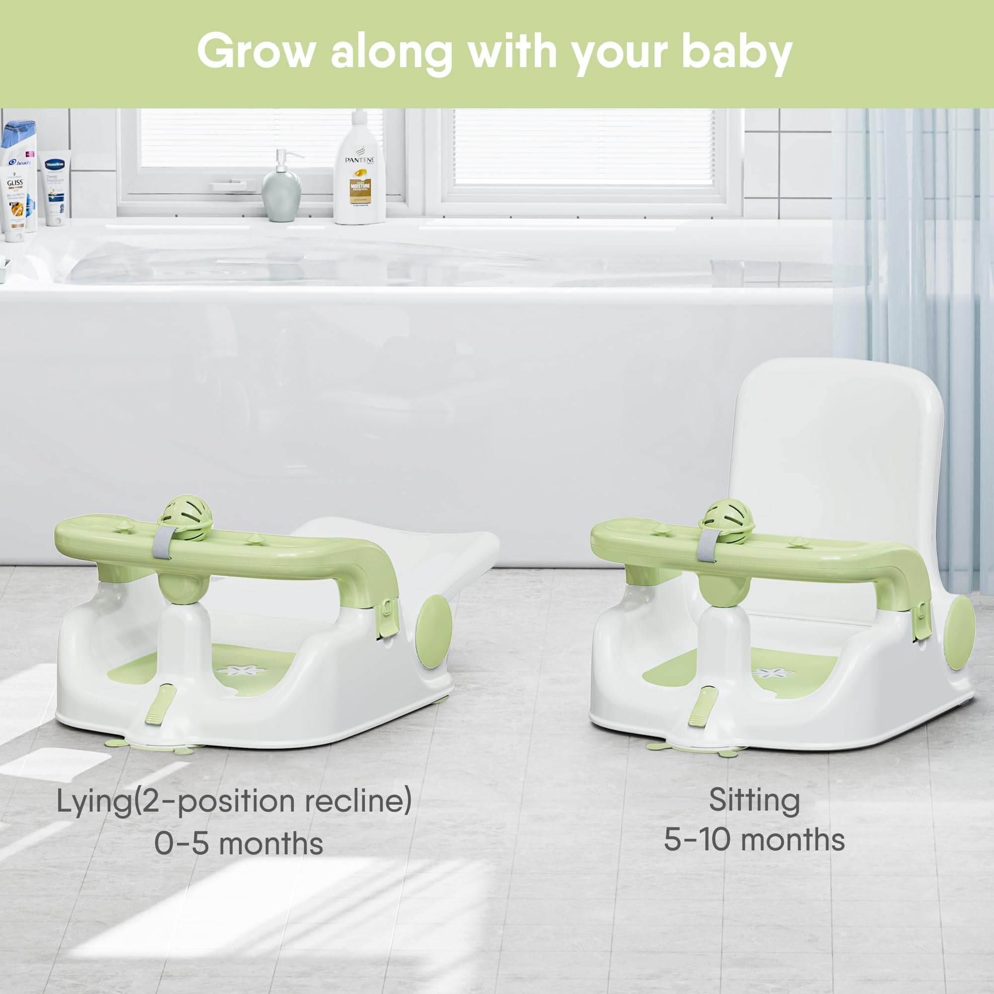 Obee Odee bath seat features suction cups and non-slip pad for safer bathing.