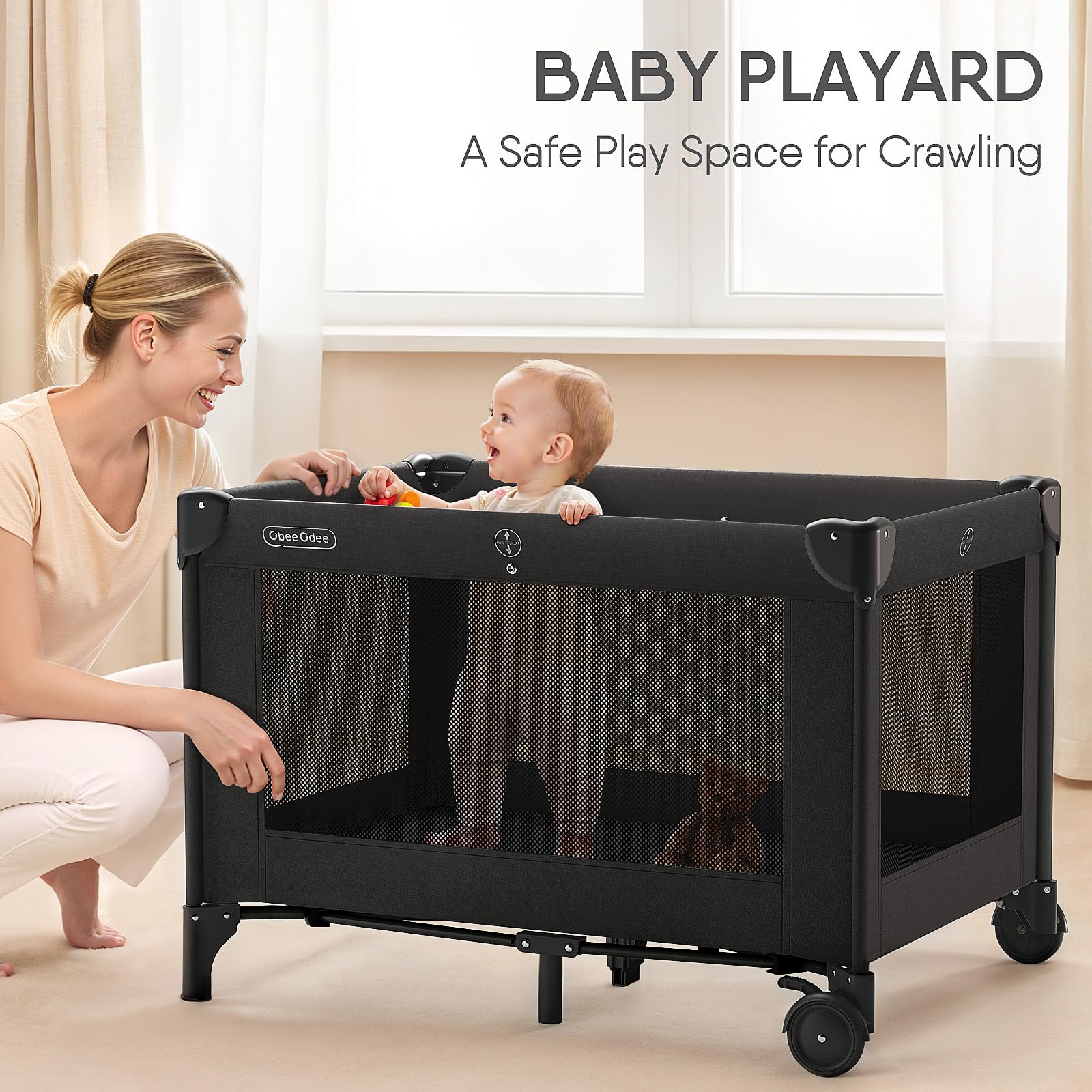 Obee Odee breathable mesh with mosquito net promotes airflow and secure nap time.