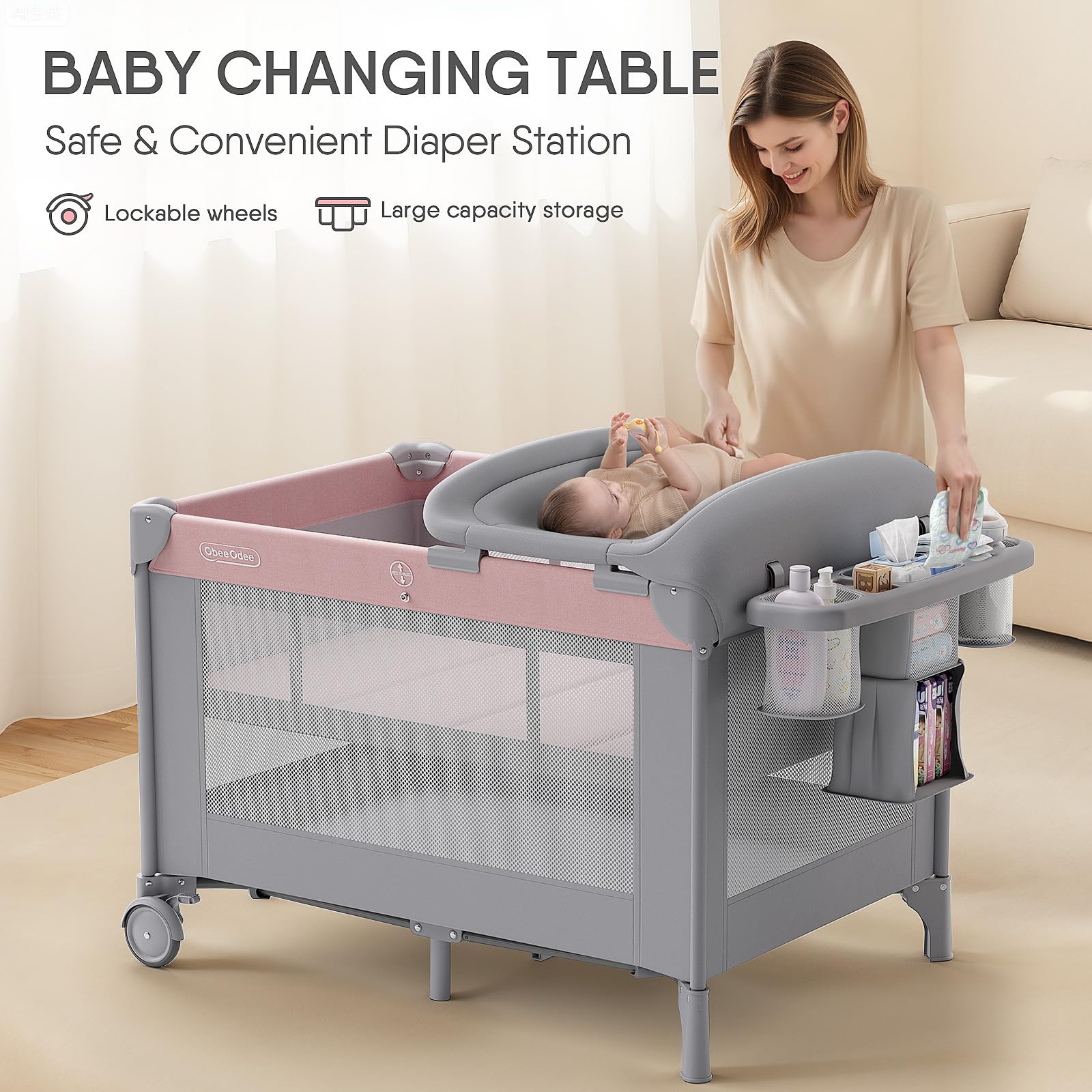 Obee Odee built-in storage shelf keeps essentials neatly within reach