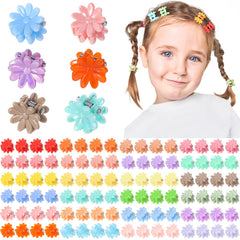 obeoby 128-pack small flower hair clips in a colorful array for versatile styling