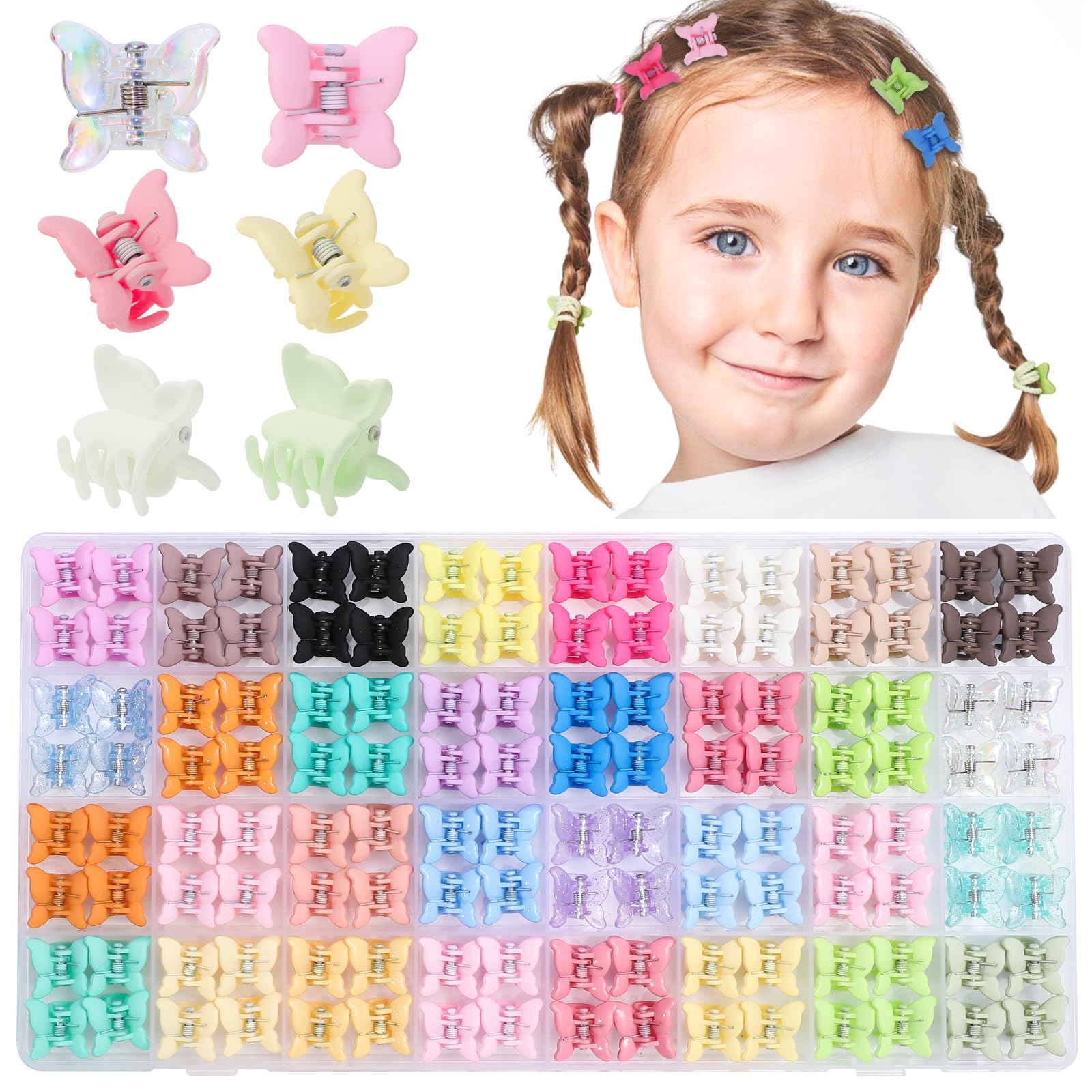 obeoby 128-pack butterfly clips close-up highlighting secure grip for fine hair