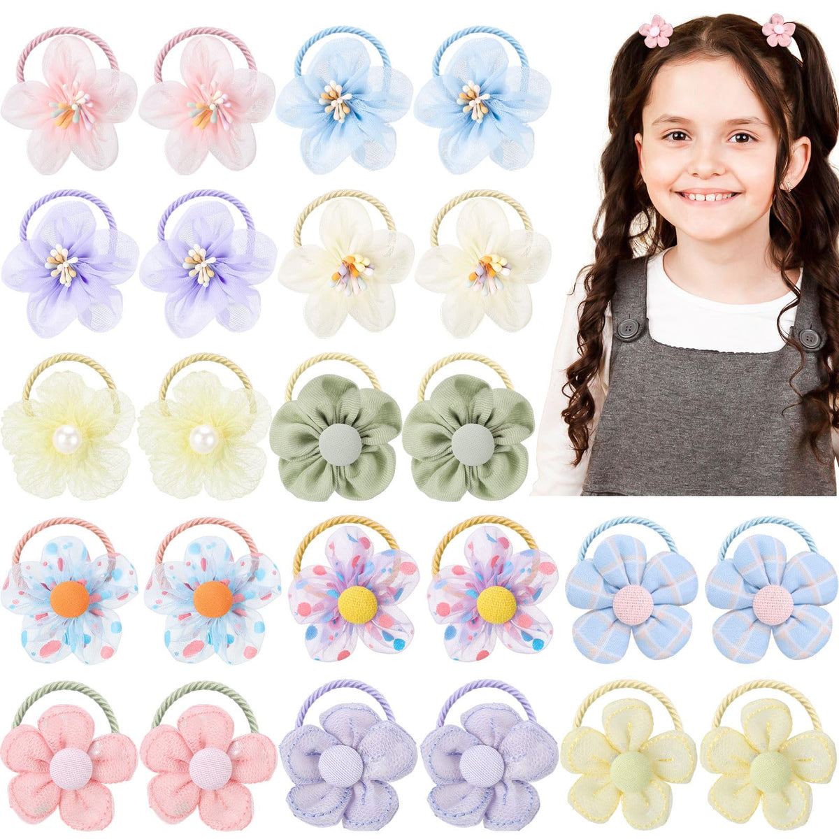 Obeoby 24pcs toddler hair ties box for easy storage and styling.