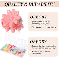obeoby transparent storage box with 32-grid layout for organized colors