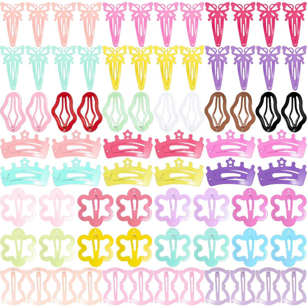 obeoby 82-pcs colorful hair clips set with crowns and butterflies for playful daily styling