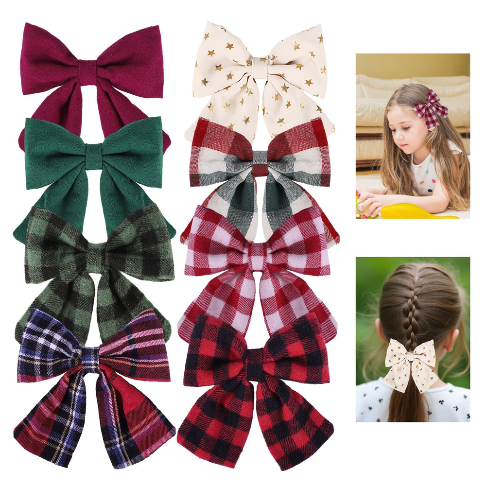 Obeoby floral red bows set, ideal for school outfits and festive photos