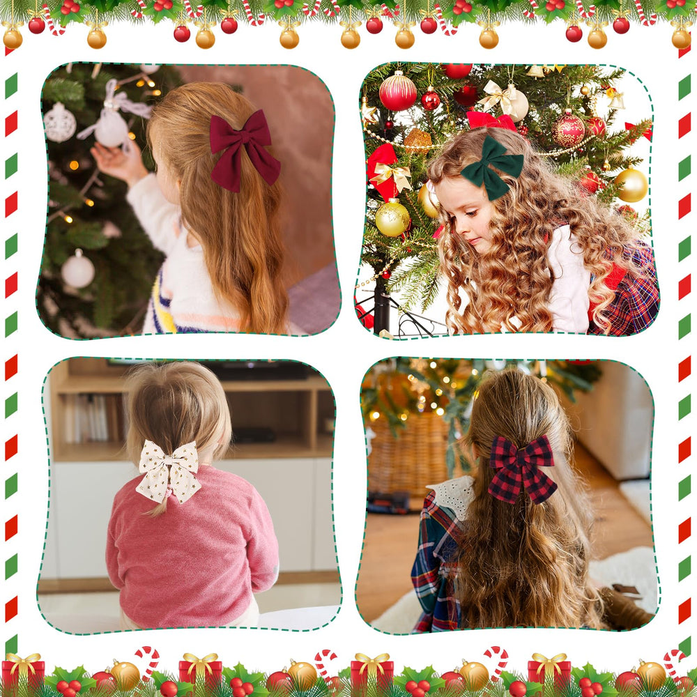Obeoby floral pattern bows in green and red for versatile daily wear