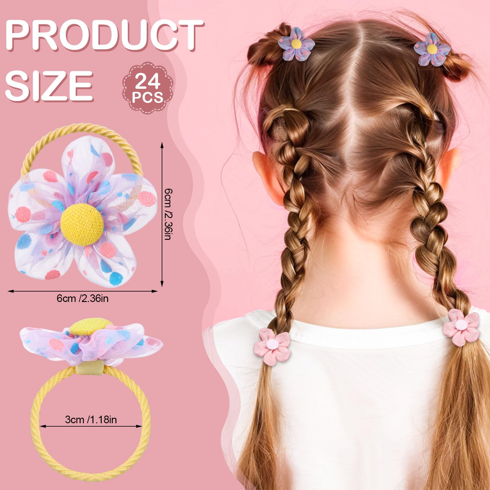 Obeoby flower-pattern hair ties for cute, colorful hairstyles.