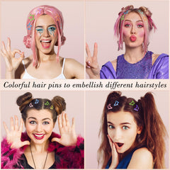 obeoby hearts hair clip, colorful accents brighten birthdays, travel days, and everyday styling