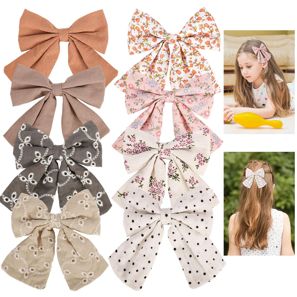 obeoby Toddlers Bows with floral embroidery add a charming touch for school events