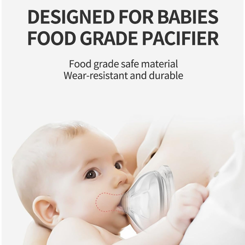 Oberni breast-shaped nipple features a natural latch for soothing bottle transition.