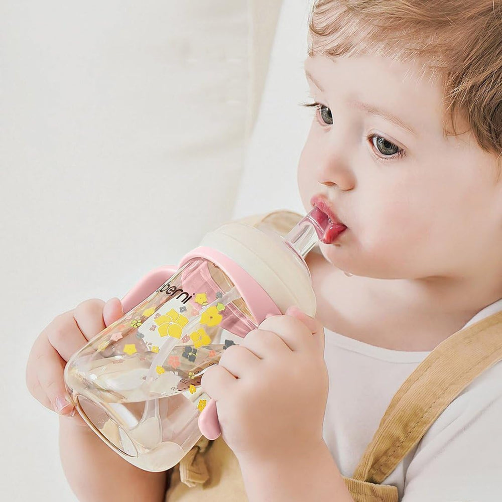 Oberni pink 300ml cup designed for ages 6 months and up to toddler use.