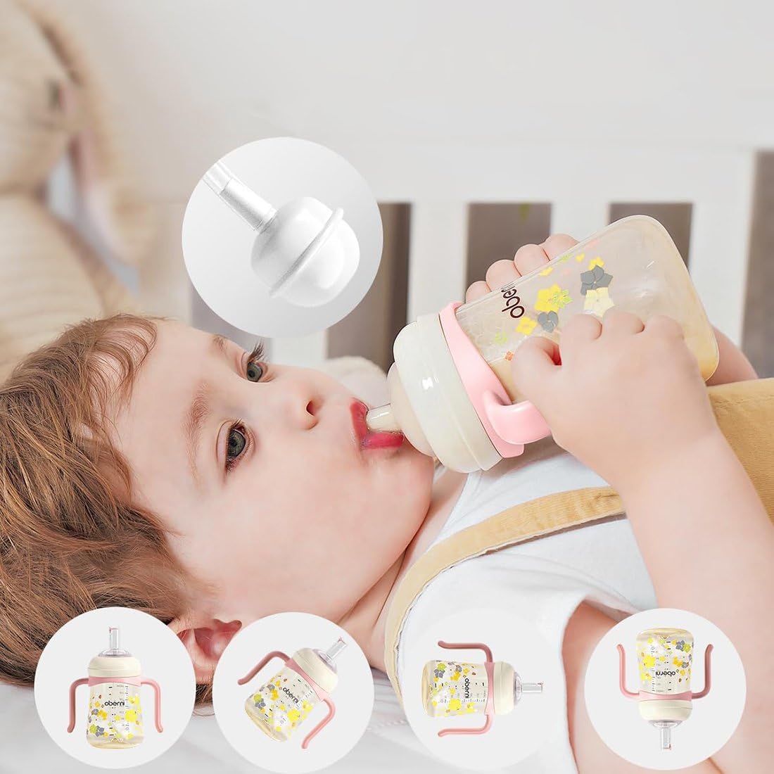Valved spout on Oberni Sippy Cup minimizes spills during travel and play