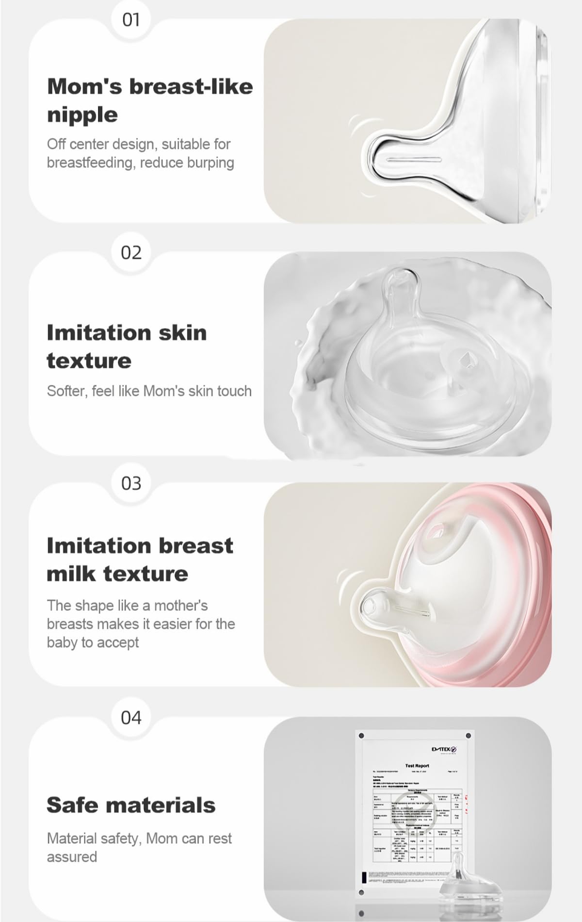 Oberni transition breast-shaped nipple promotes comforting feeding experience