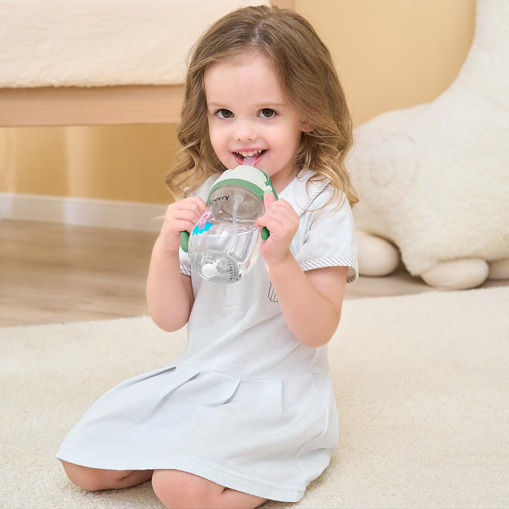 Oberni Tritan Sippy Cup 270ml green easy-clean parts simplify sanitizing