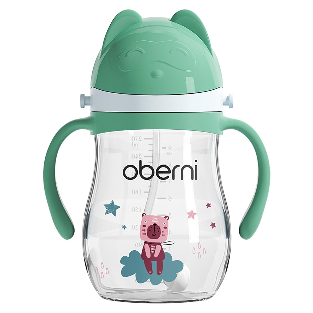 Oberni Tritan Sippy Cup 270ml green side view for easy on-the-go sipping