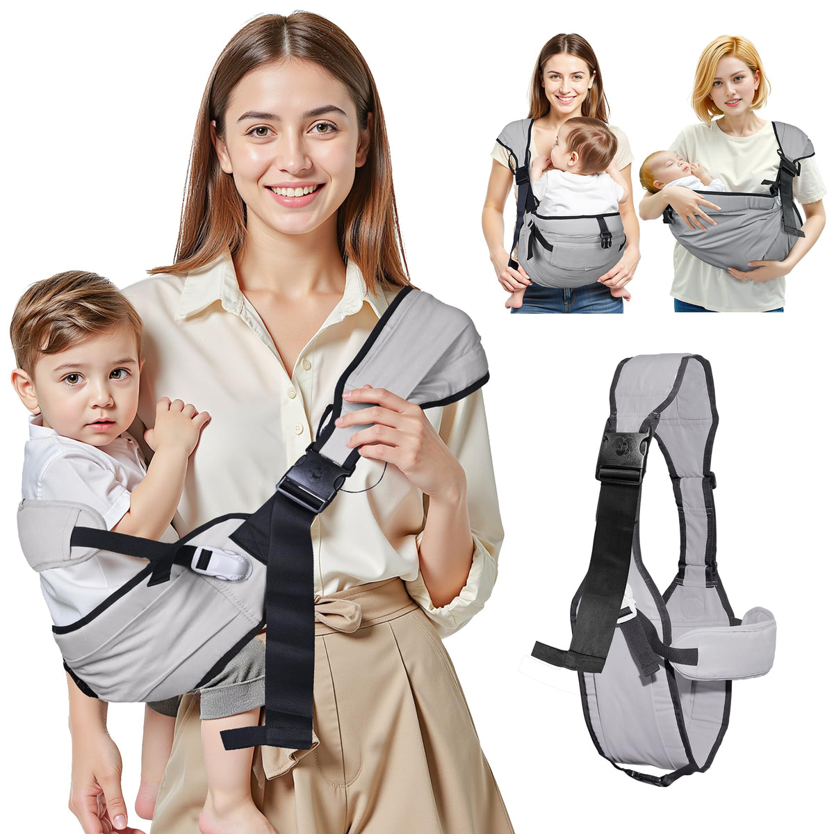 Oblitor baby carrier front view with adjustable straps for growing baby comfort