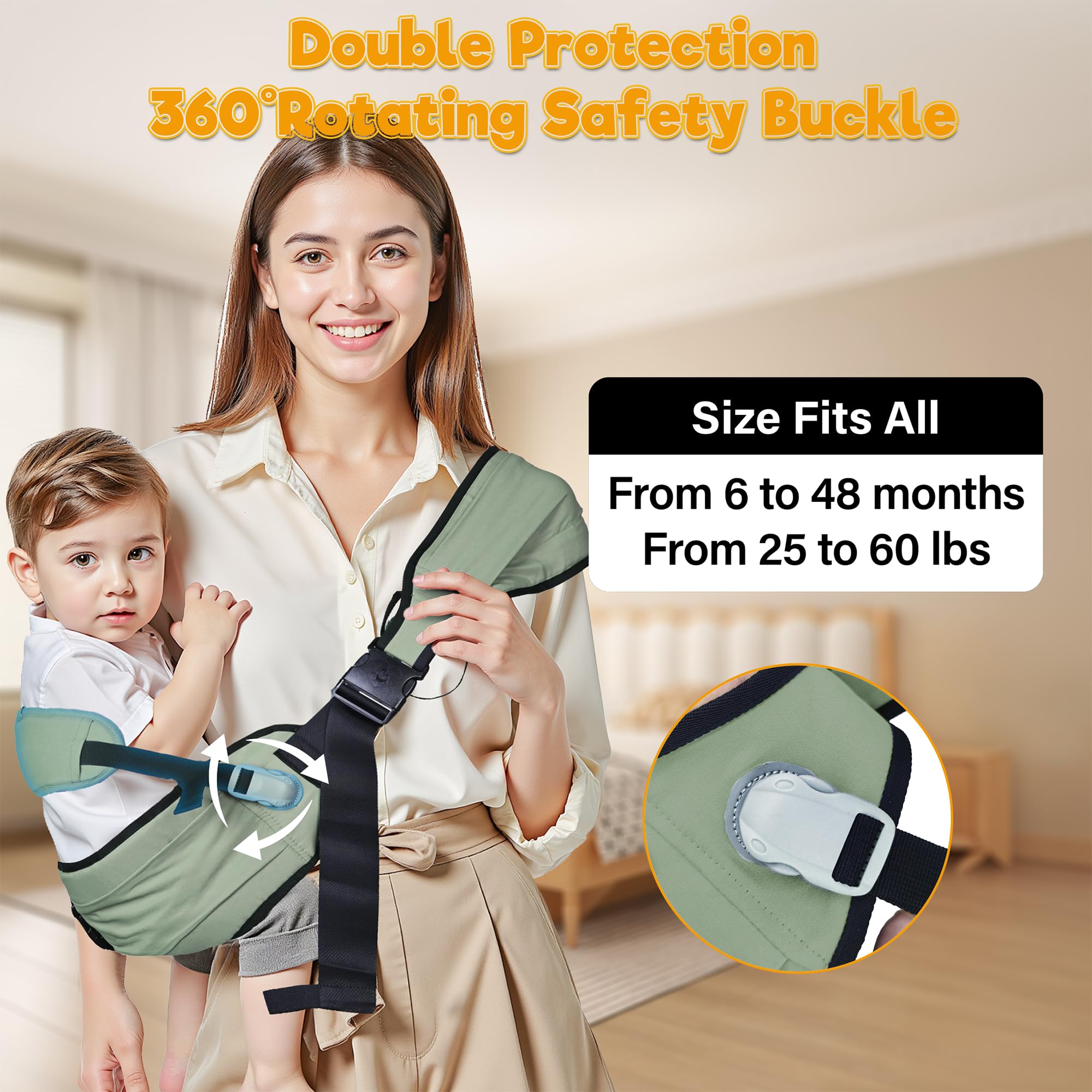 Oblitor baby carrier worn-on-shoulder demonstrates easy daily use and support