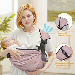 Oblitor breathable material closeup emphasizes comfortable, non-stuffy wear for baby and caregiver.
