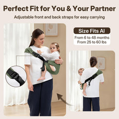 Oblitor breathable-soft fabric highlights comfort and cooling for child and caregiver.