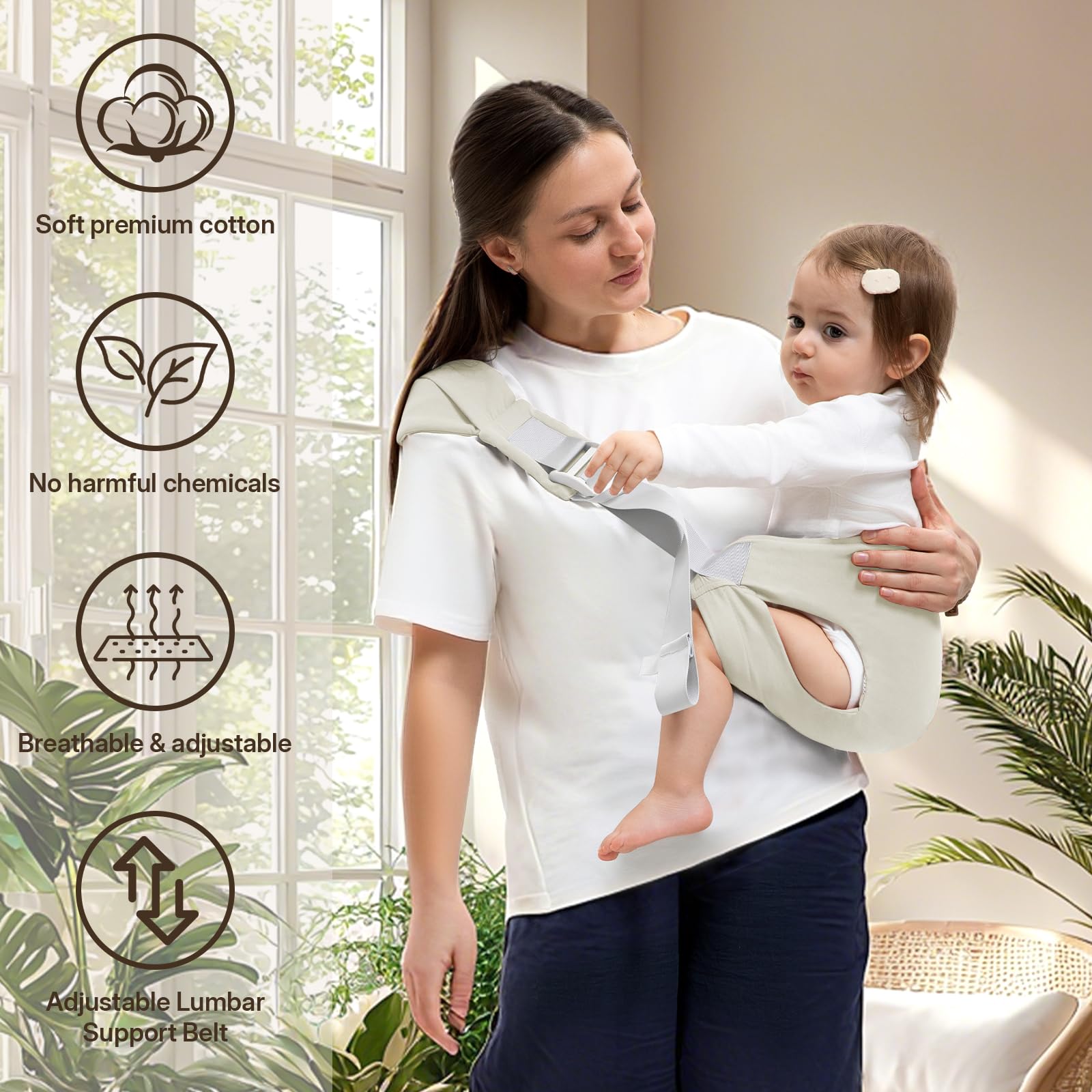 Oblitor toddler-carrier-hands-free-use enables easy grocery runs