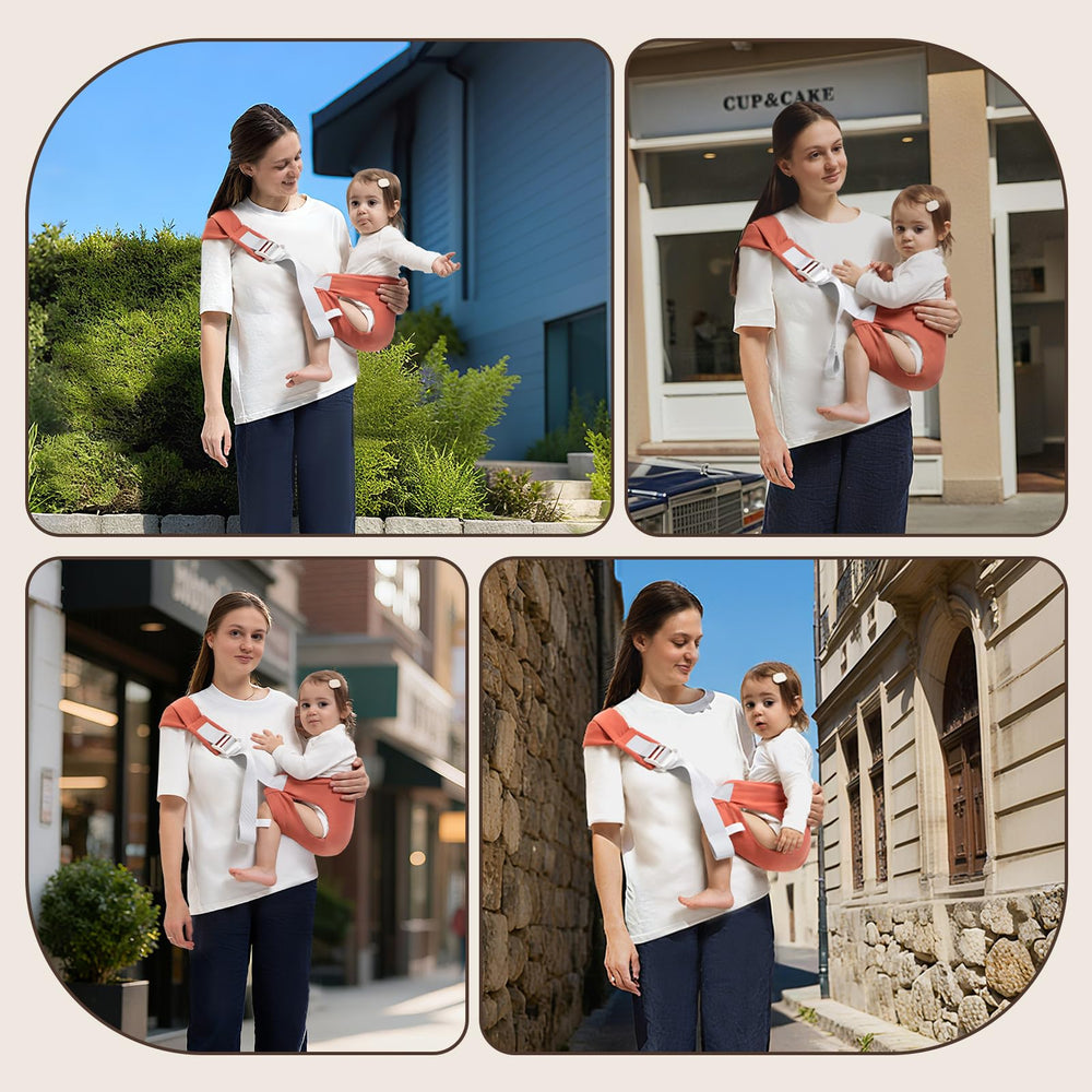 Oblitor toddler carrier in-use during shopping or park visits