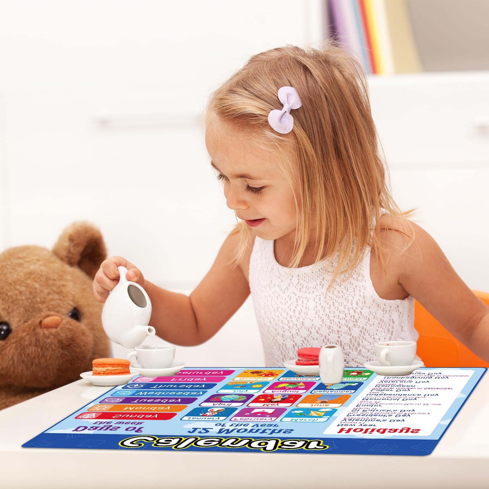 OBUSATT placemats calendar design helps kids learn days while dining