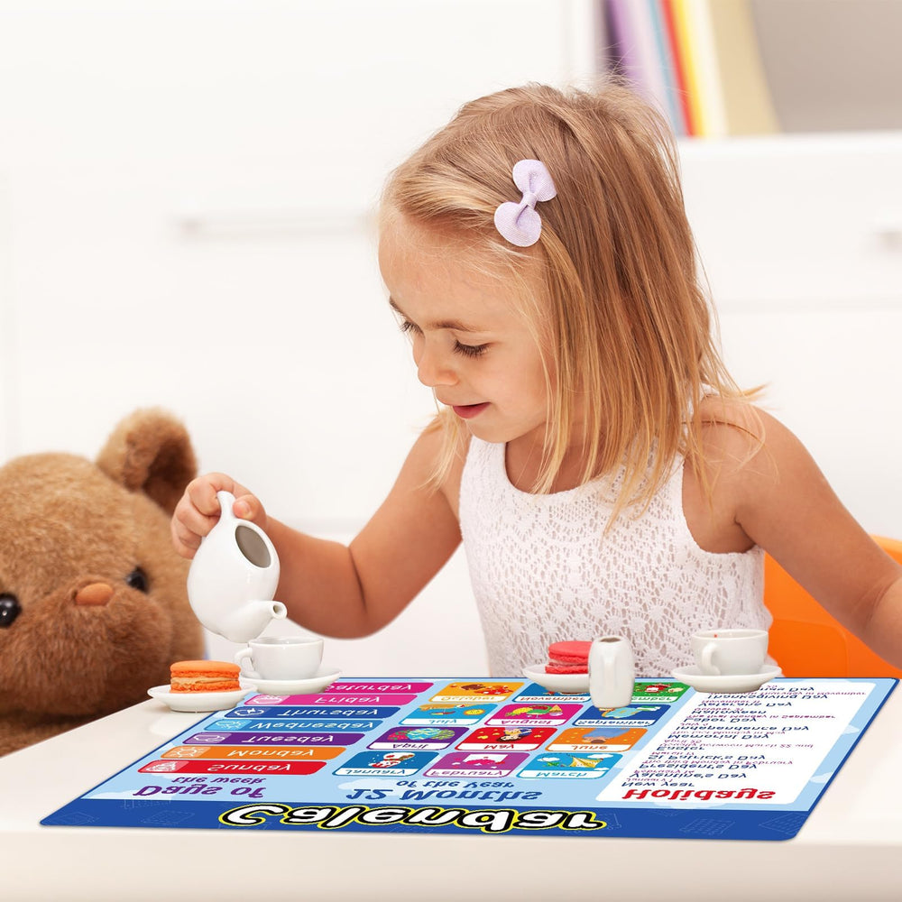OBUSATT placemats calendar design helps kids learn days while dining