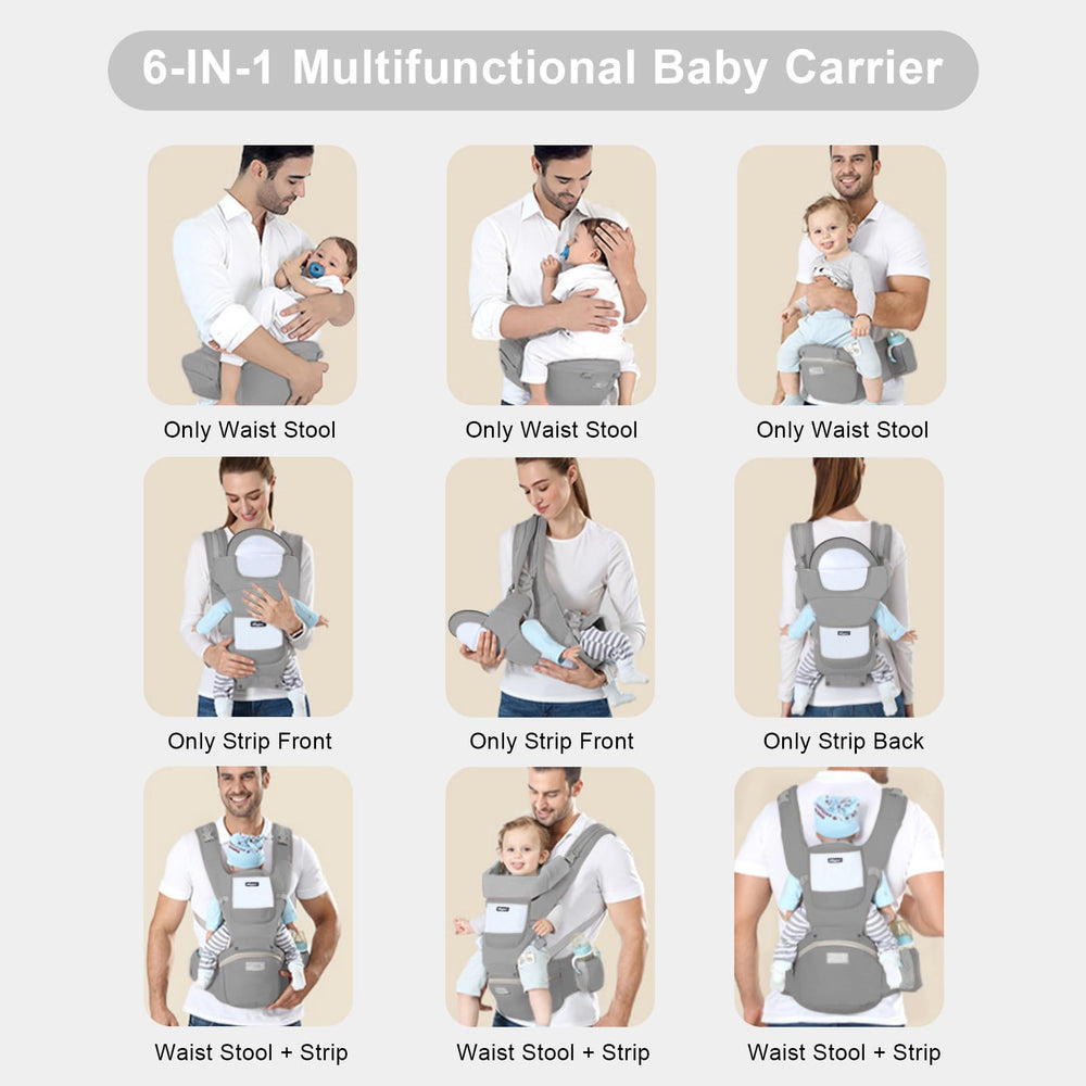 Ocanoiy six carry styles adapt to newborn to toddler comfort.