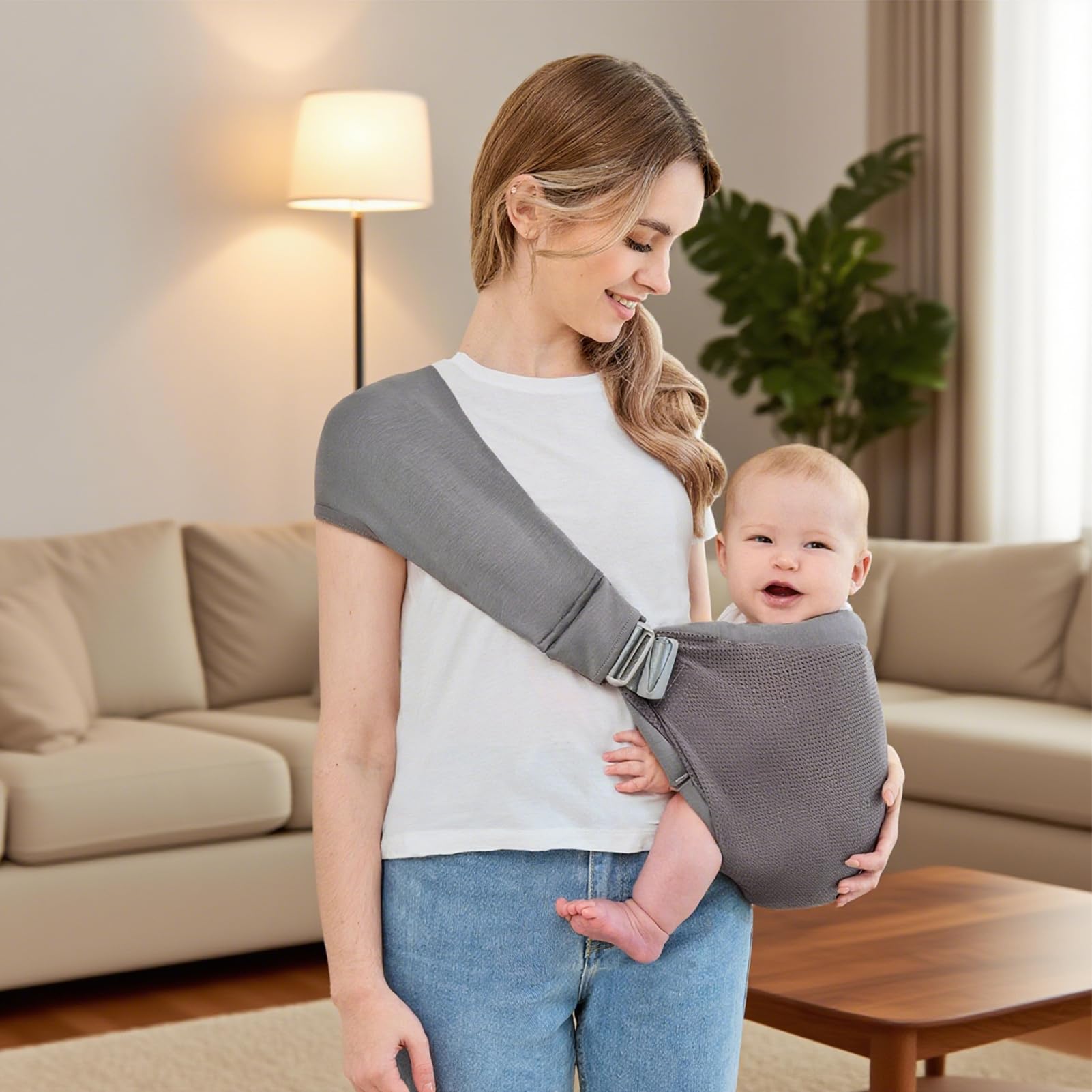 Ocanoiy baby sling dark grey color suits everyday use and quick carries.