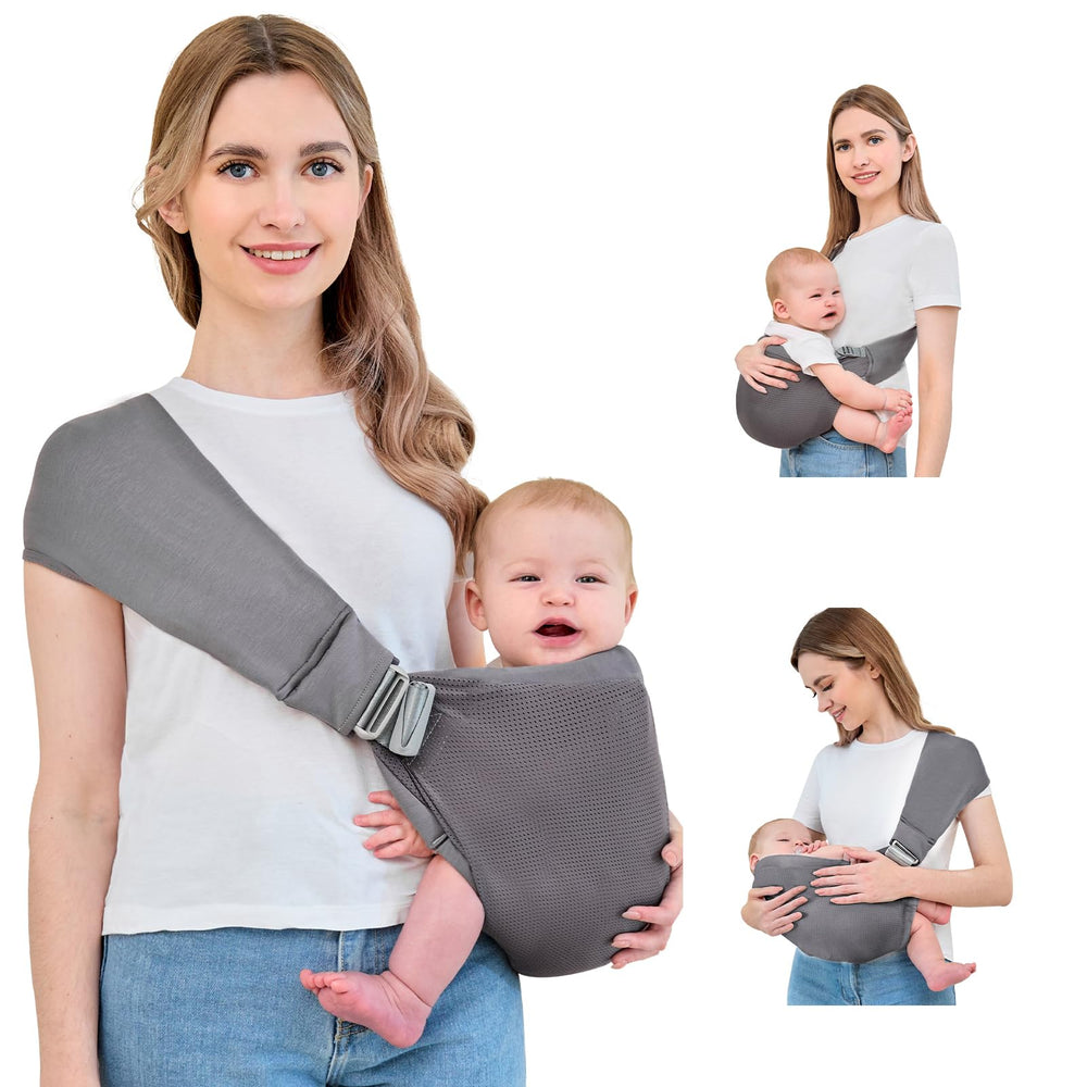 Ocanoiy baby sling mesh fabric closeup shows breathable comfort for hot weather walks.