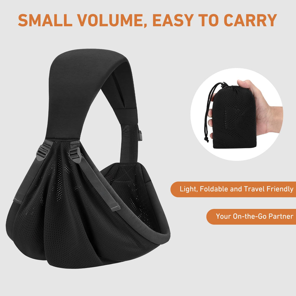 Ocanoiy Baby Sling Carrier ring design easy use close up illustrating quick wearing.