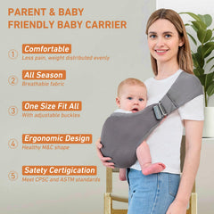 Ocanoiy baby sling wide shoulder strap relieves shoulder and neck strain during extended wear.