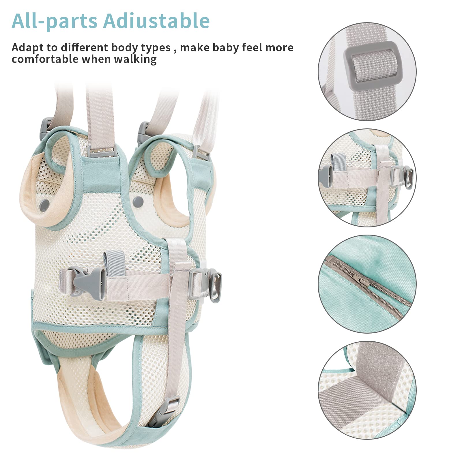 Ocanoiy detachable crotch belt supports flexible use as baby learns to walk.