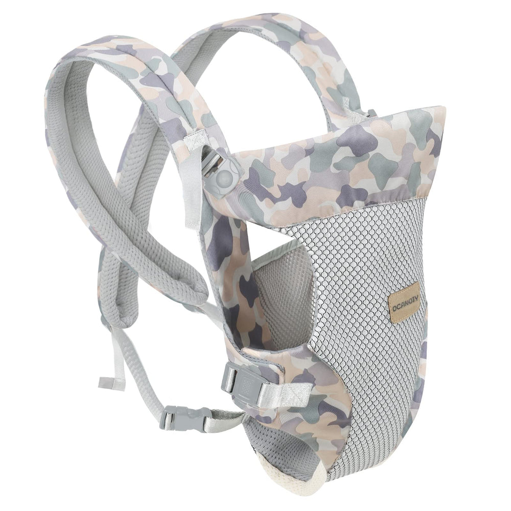 Ocanoiy baby wrap back carry camouflage enables secure, long-wearing use.