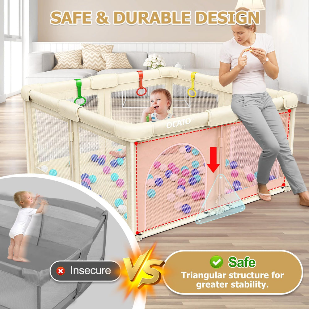 OCATO playpen accessories include ocean balls and rings for interactive play.