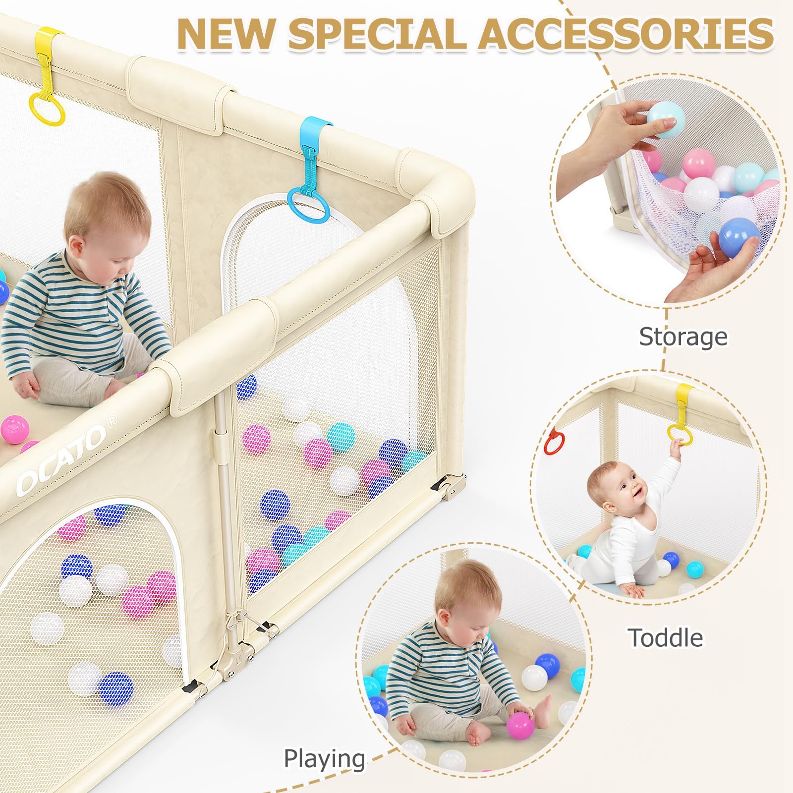 OCATO mesh-wall design provides 360-degree visibility for parent–child interaction.