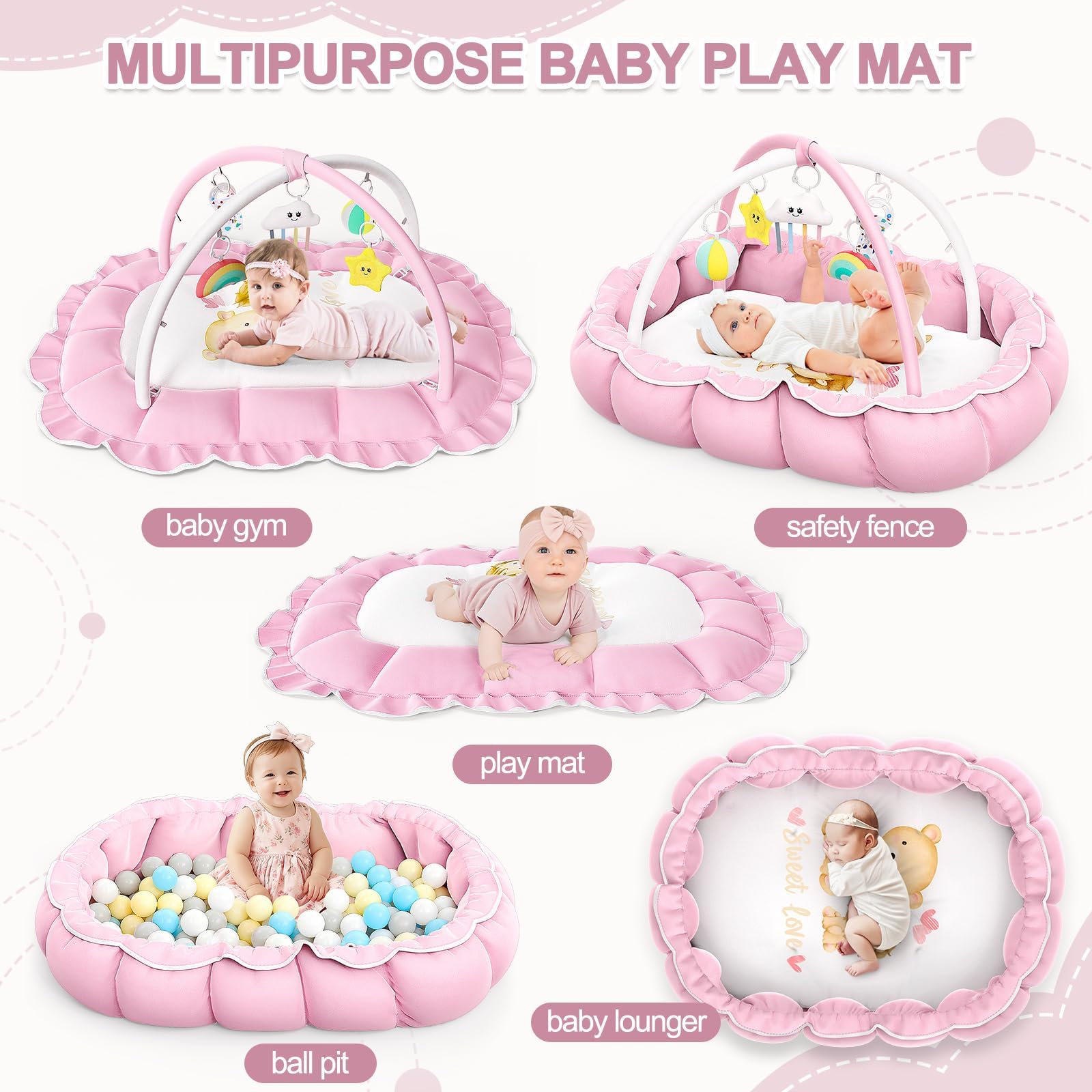 OCATO Baby Play Mat Gym ball pit view enables safe, interactive play.