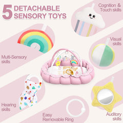 OCATO Baby Play Mat Gym with detachable sensory toys for curious exploration.