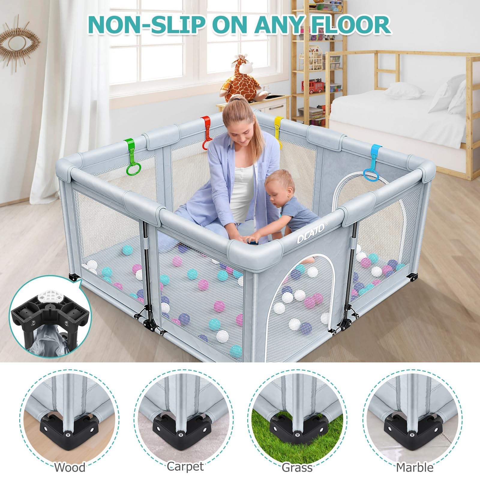 OCATO breathable mesh walls give 360-degree visibility during play.