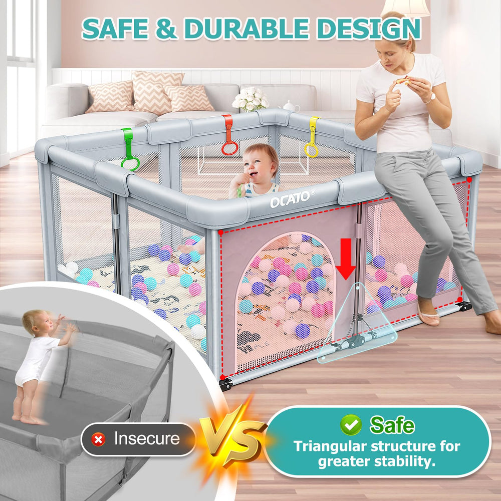 OCATO playpen mat and included accessories support safe play.
